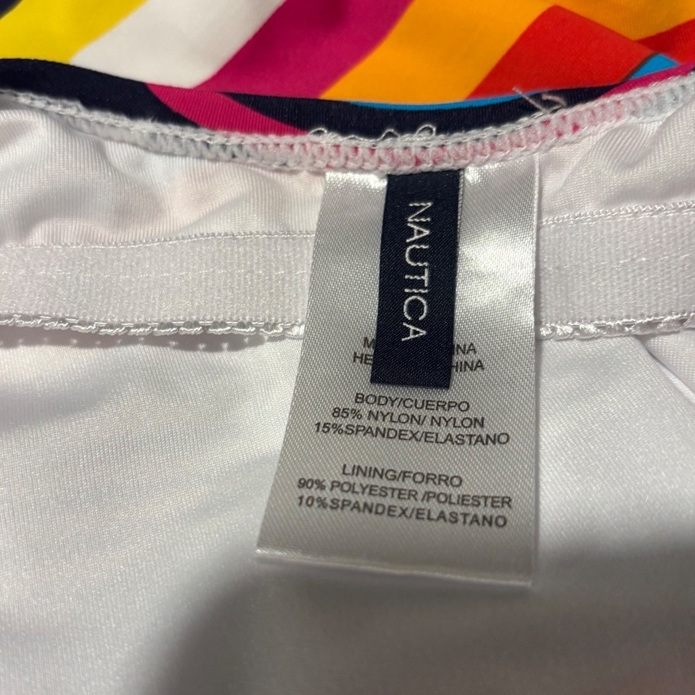 EUC Nautica One Piece Swimsuit Womens Large Multicolor Stripe High Neck - Picture 5 of 6
